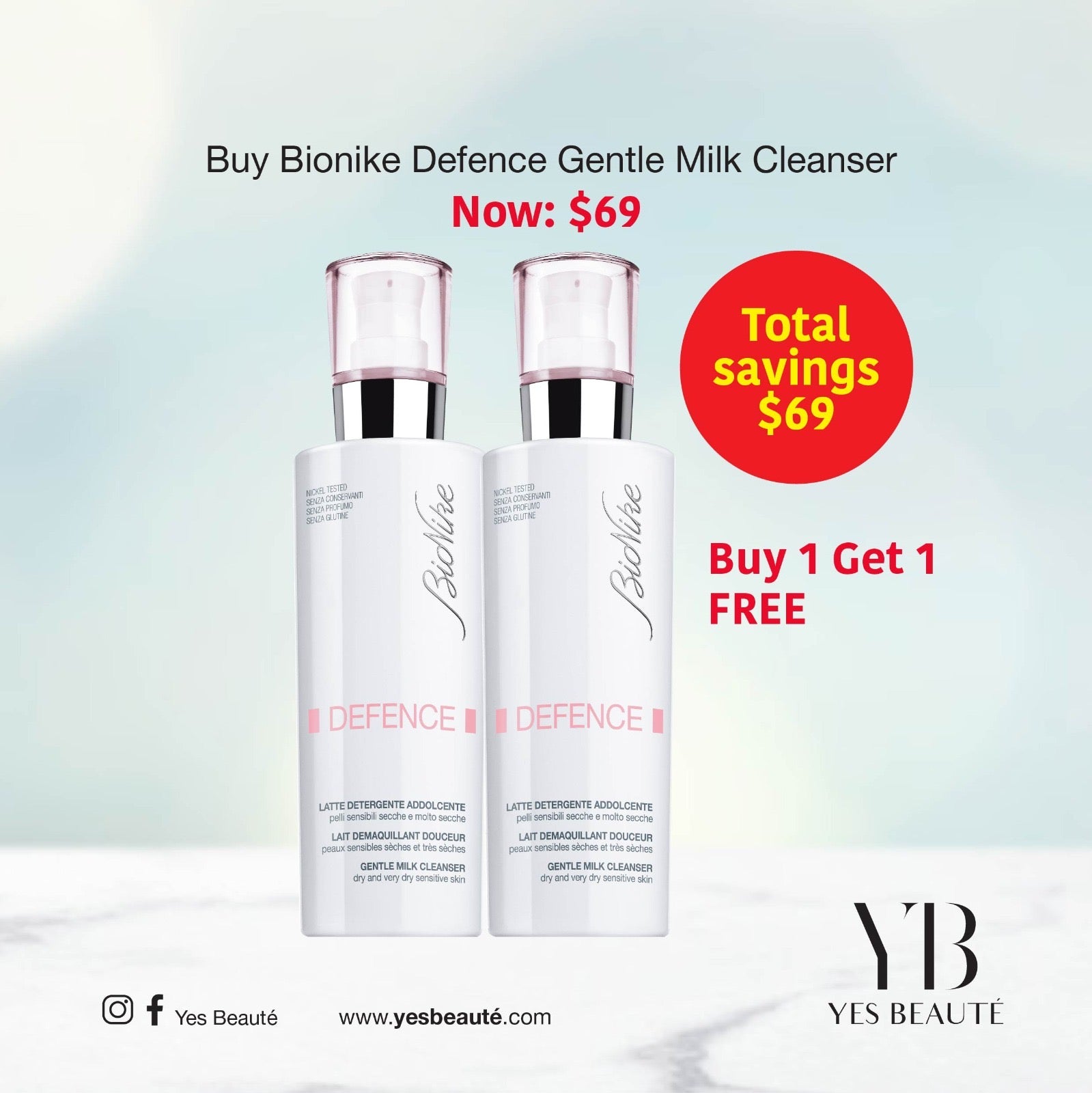 DEFENCE Gentle Milk Cleanser (Buy 1 Get 1 Free)